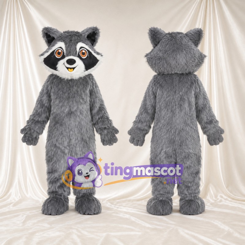 Costume de mascotte Raton laveur – gris – Masque autour des yeux (noir); Joues (blanc)