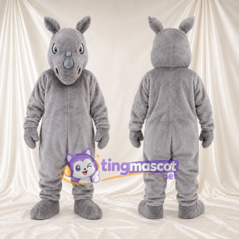 Costume de mascotte Rhinocéros – gris – Corne (court); Oreilles (dressé)