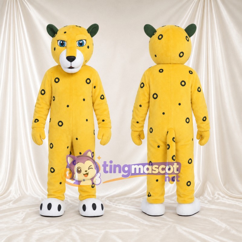Costume de mascotte Léopard – jaune – Oreilles (vert); Taches (noir)