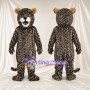 Black and White Leopard Mascot Costume - White Muzzle and Tan Ears