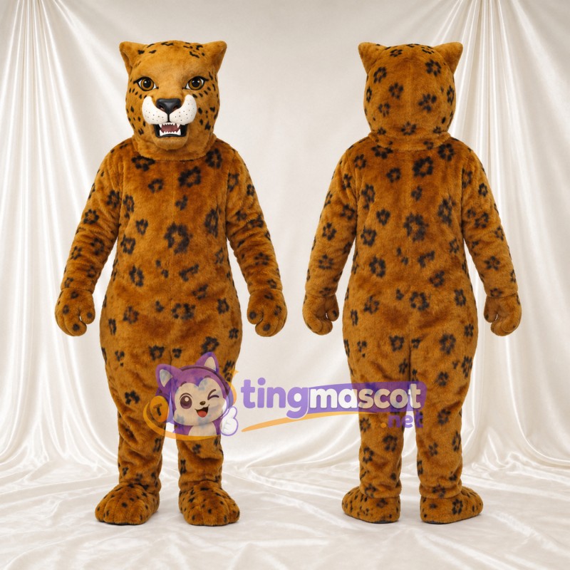 Costume de mascotte Léopard – orange – Taches (grand); Ventre rond