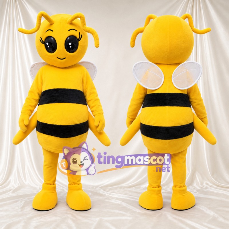 Costume de mascotte Abeille – jaune – Corps (noir); Antennes (courbé)