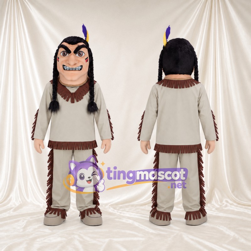 Costume de mascotte Guerrier – selon la photo – Cheveux; Franges (beige); Tenue