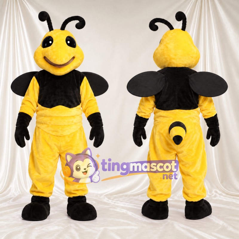 Costume de mascotte Abeille – jaune – Gilet (noir); Ailes (noir)