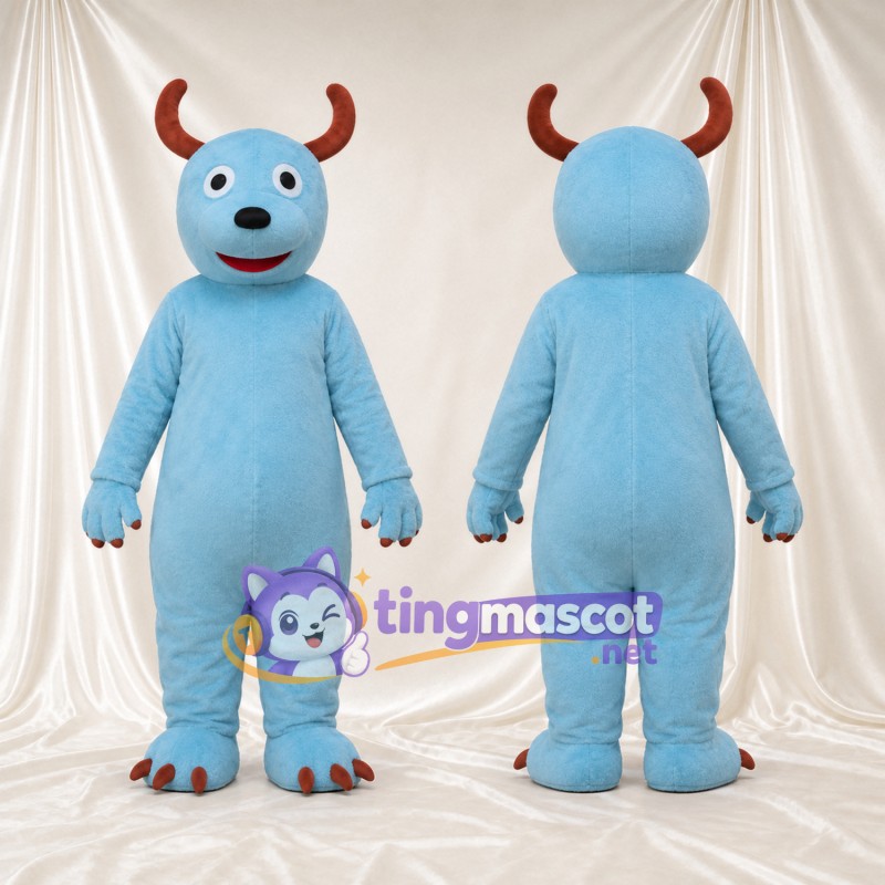 Costume de mascotte Monstre – bleu – Cornes (marron); Griffes
