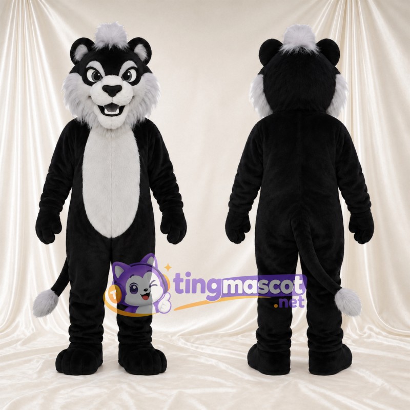 Black and White Skunk Mascot Costume - Gray Forelock and White Belly