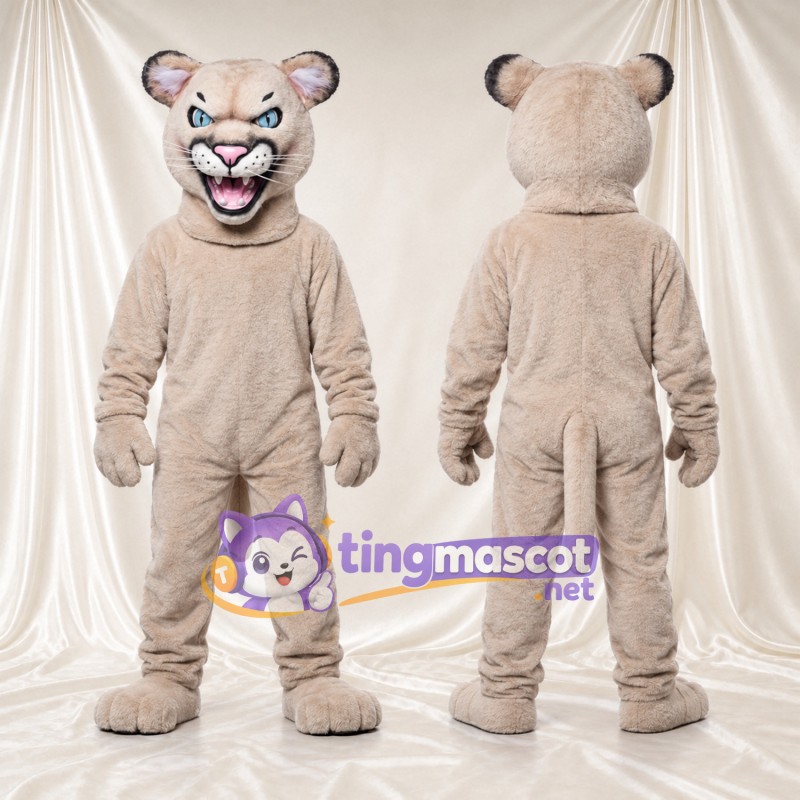 Costume de mascotte Puma – brun clair – Nez (rose); Sourire
