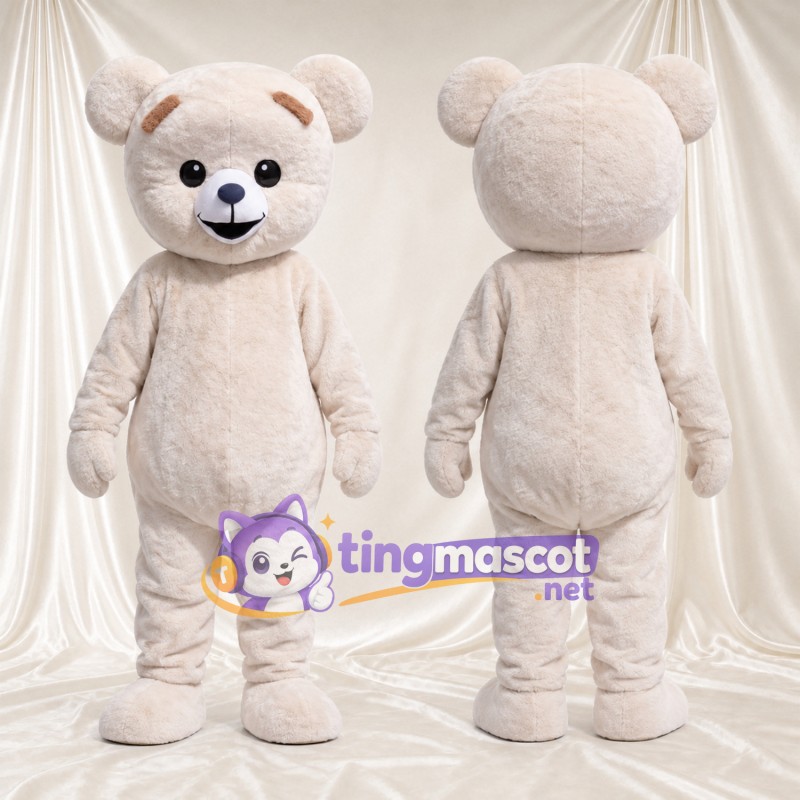 Costume de mascotte Ours – crème – Tête (rond)