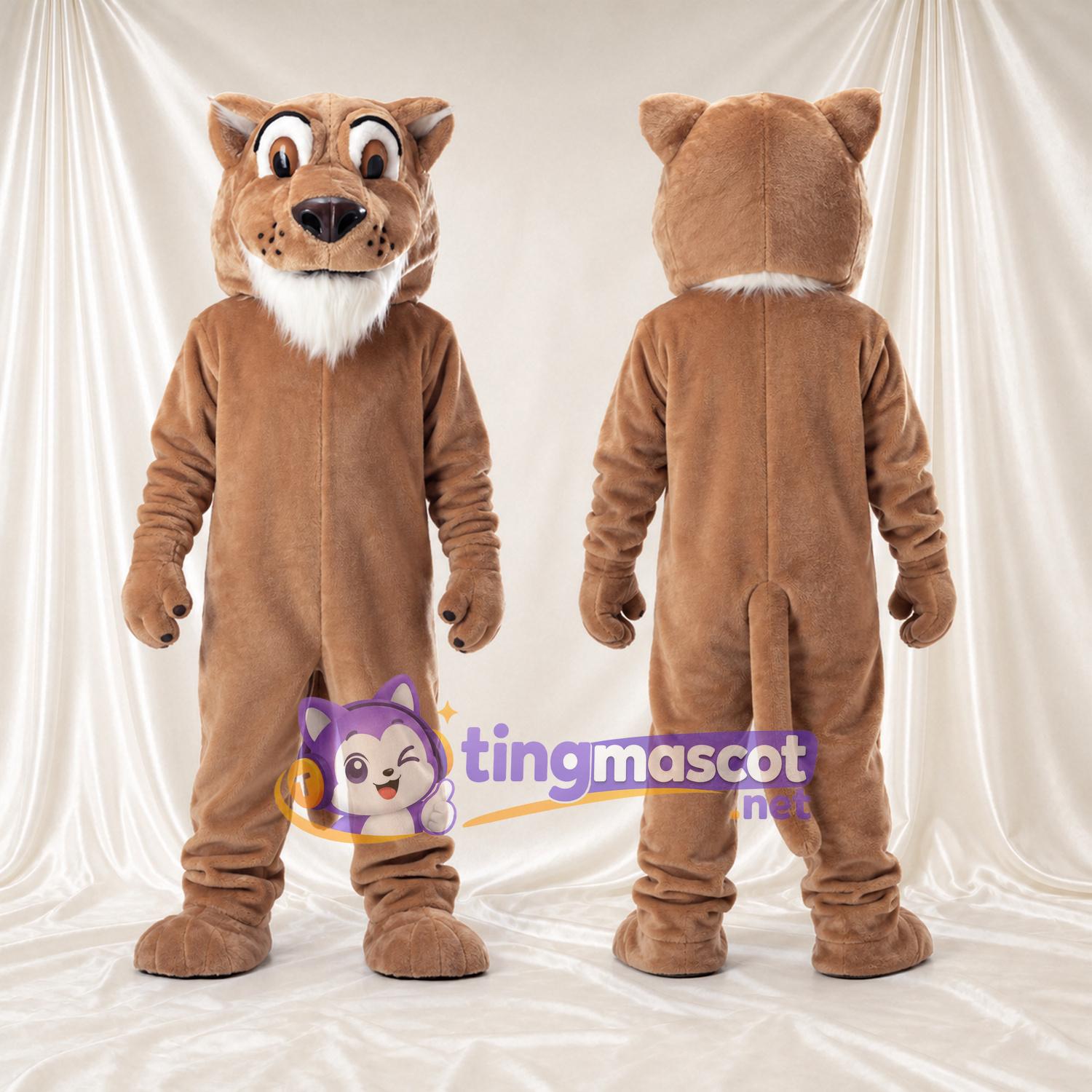 Costume de mascotte Loup – marron – Museau allongé (blanc) Costume de mascotte Loup – marron – Museau allongé (blanc)