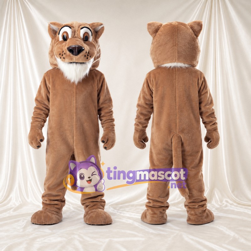 Costume de mascotte Loup – marron – Museau allongé (blanc)