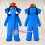 Blue Elephant Mascot Costume - Colorful Cap and Red Glasses
