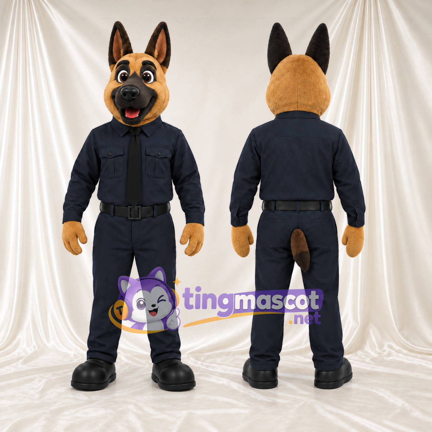 Costume de mascotte Berger allemand – selon la photo – Uniforme (noir); Ceinture Costume de mascotte Berger allemand – selon la photo – Uniforme (noir); Ceinture