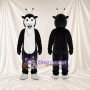 Black and White Goat Mascot Costume - Short Horns and Smiling Face