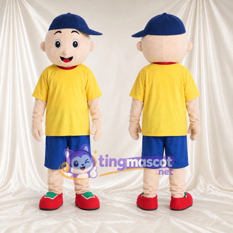 Maskottchenkostüm Jungenfigur – wie abgebildet – Hemd (gelb); Shorts (blau)