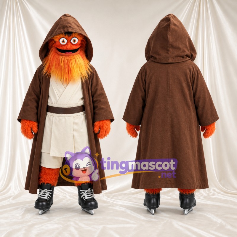 Costume de mascotte Magicien – orange – Tunique longue (marron)