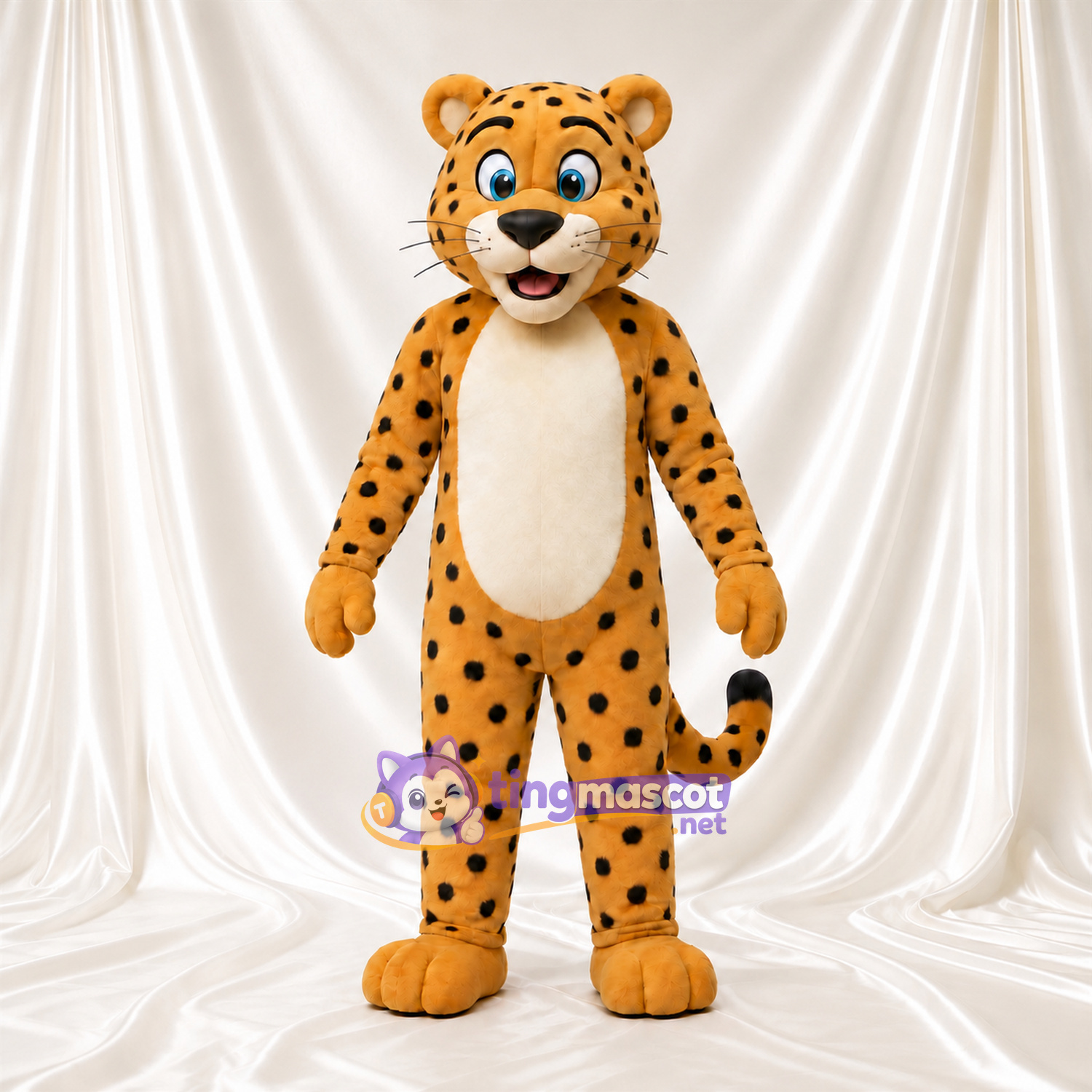 Golden Cheetah Mascot Costume - Cream Belly and Black Spots Golden Cheetah Mascot Costume - Cream Belly and Black Spots