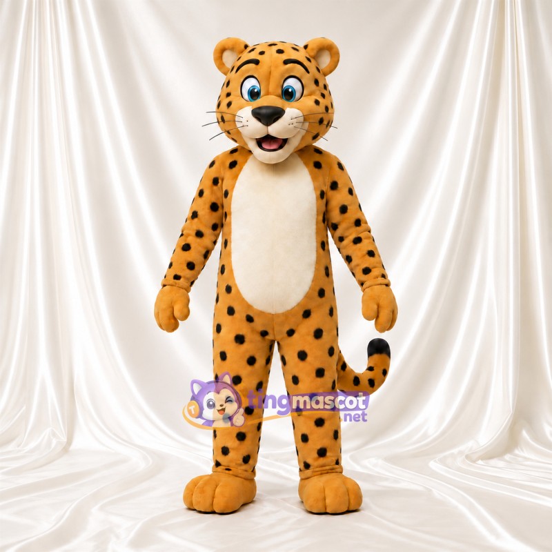 Golden Cheetah Mascot Costume - Cream Belly and Black Spots Golden Cheetah Mascot Costume - Cream Belly and Black Spots