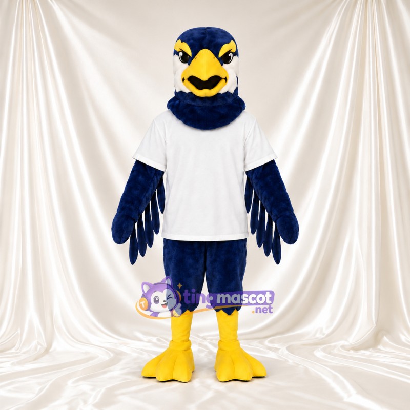 Maskottchenkostüm Adler – blau – T-Shirt (weiß); Füße (gelb)