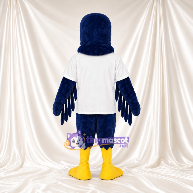 Maskottchenkostüm Adler – blau – T-Shirt (weiß); Füße (gelb) Maskottchenkostüm Adler – blau – T-Shirt (weiß); Füße (gelb)