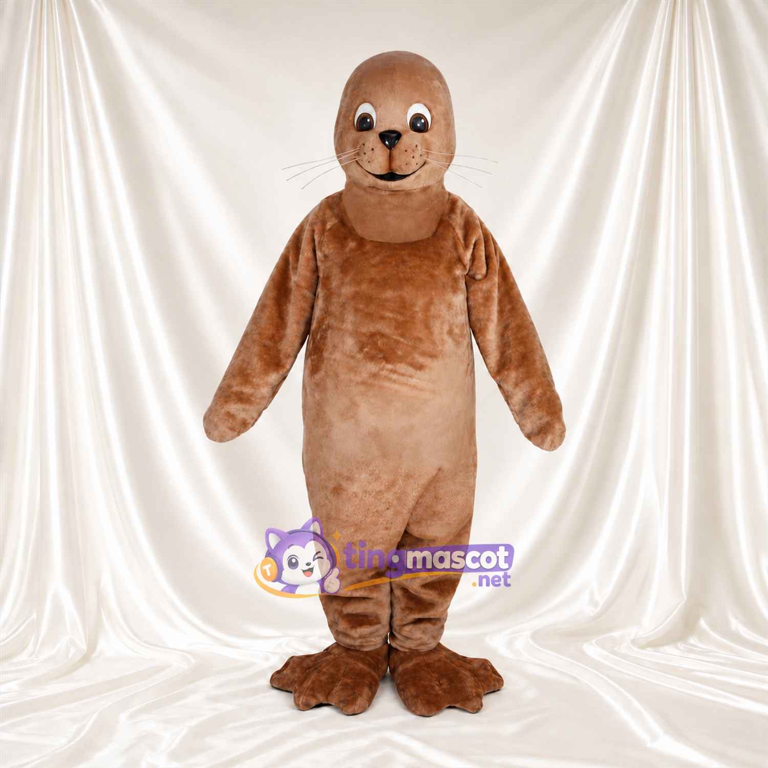 Costume de mascotte Phoque – marron – Pieds (long, palmé) Costume de mascotte Phoque – marron – Pieds (long, palmé)