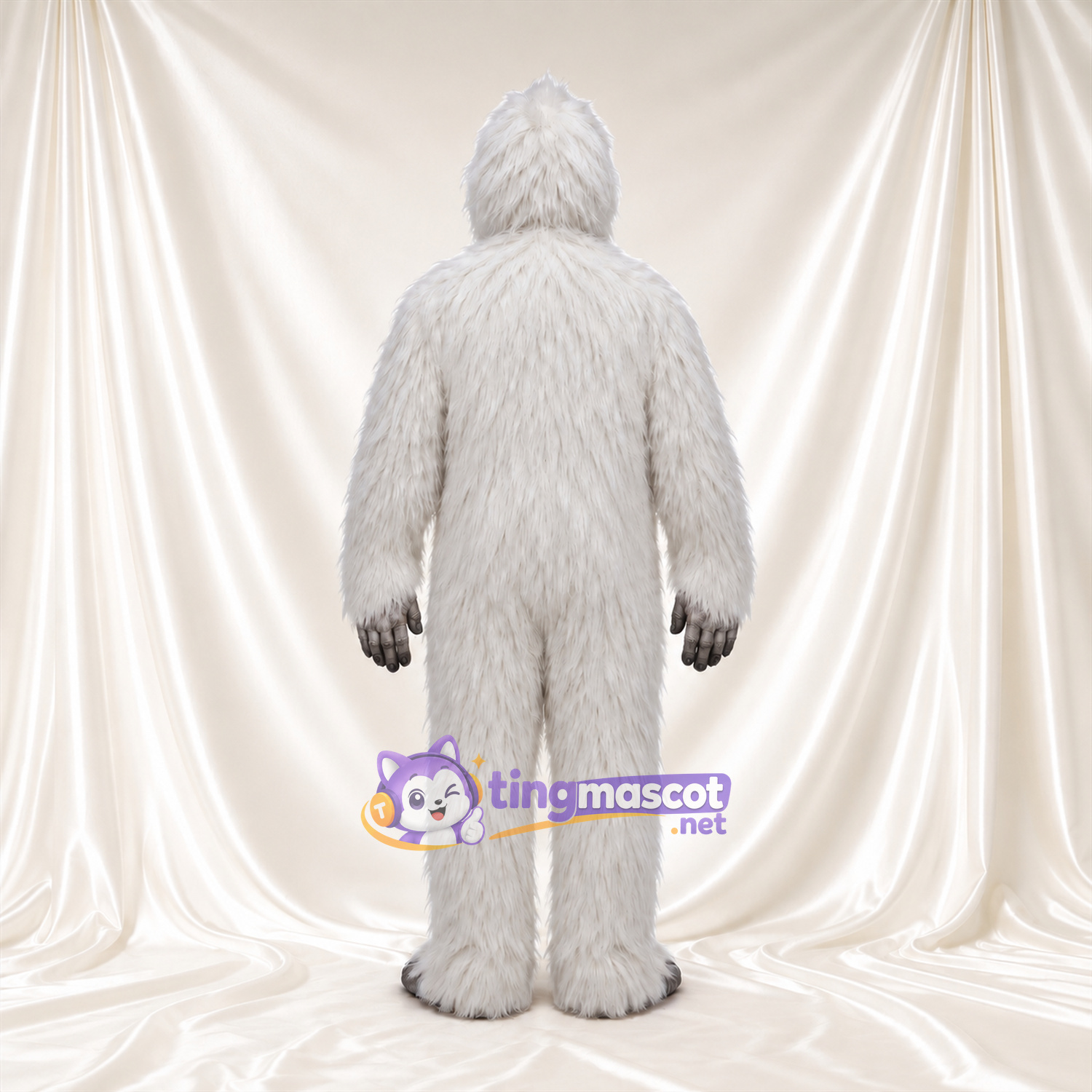 Costume de mascotte Yéti – blanc – Fourrure hirsute; Visage (gris) Costume de mascotte Yéti – blanc – Fourrure hirsute; Visage (gris)