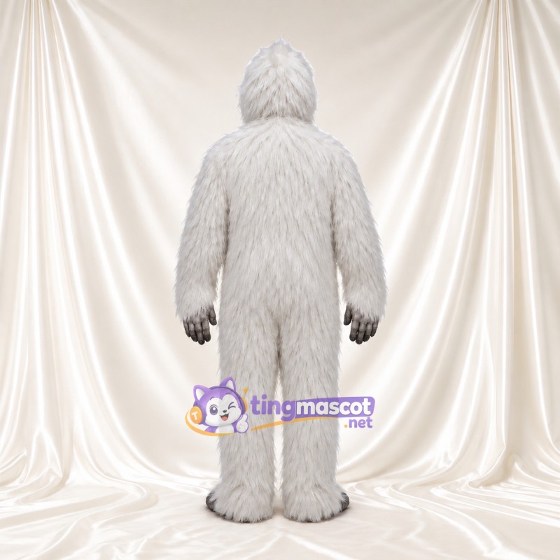 Costume de mascotte Yéti – blanc – Fourrure hirsute; Visage (gris) Costume de mascotte Yéti – blanc – Fourrure hirsute; Visage (gris)