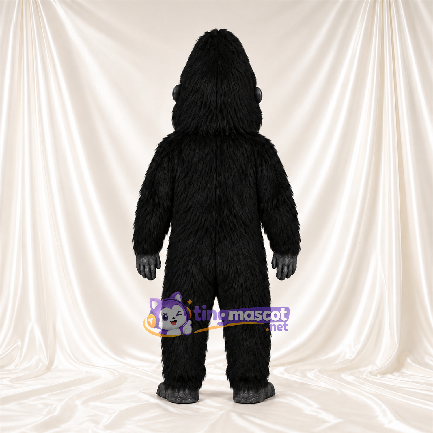 Costume de mascotte Gorille – noir – Torse (blanc); Yeux (rouge) Costume de mascotte Gorille – noir – Torse (blanc); Yeux (rouge)