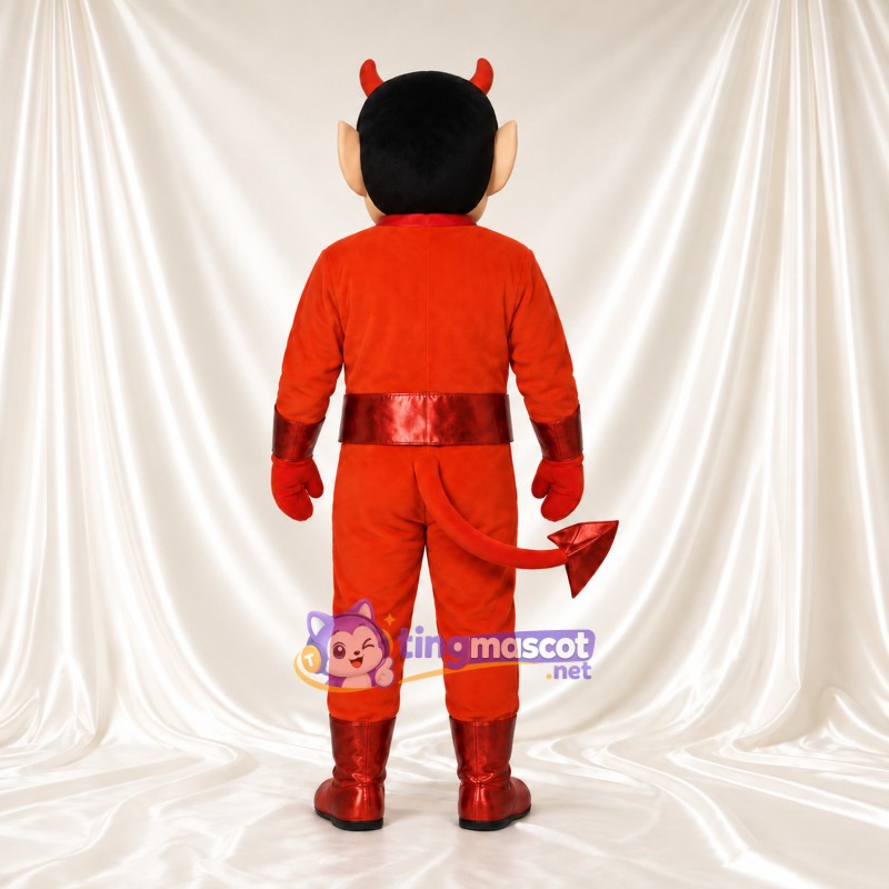 Red Devil Mascot Costume - Black Goatee and Curved Horns Red Devil Mascot Costume - Black Goatee and Curved Horns