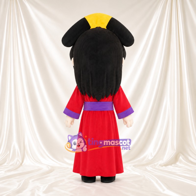 Anime Girl Mascot Costume - Red Robe and Purple Sash Anime Girl Mascot Costume - Red Robe and Purple Sash