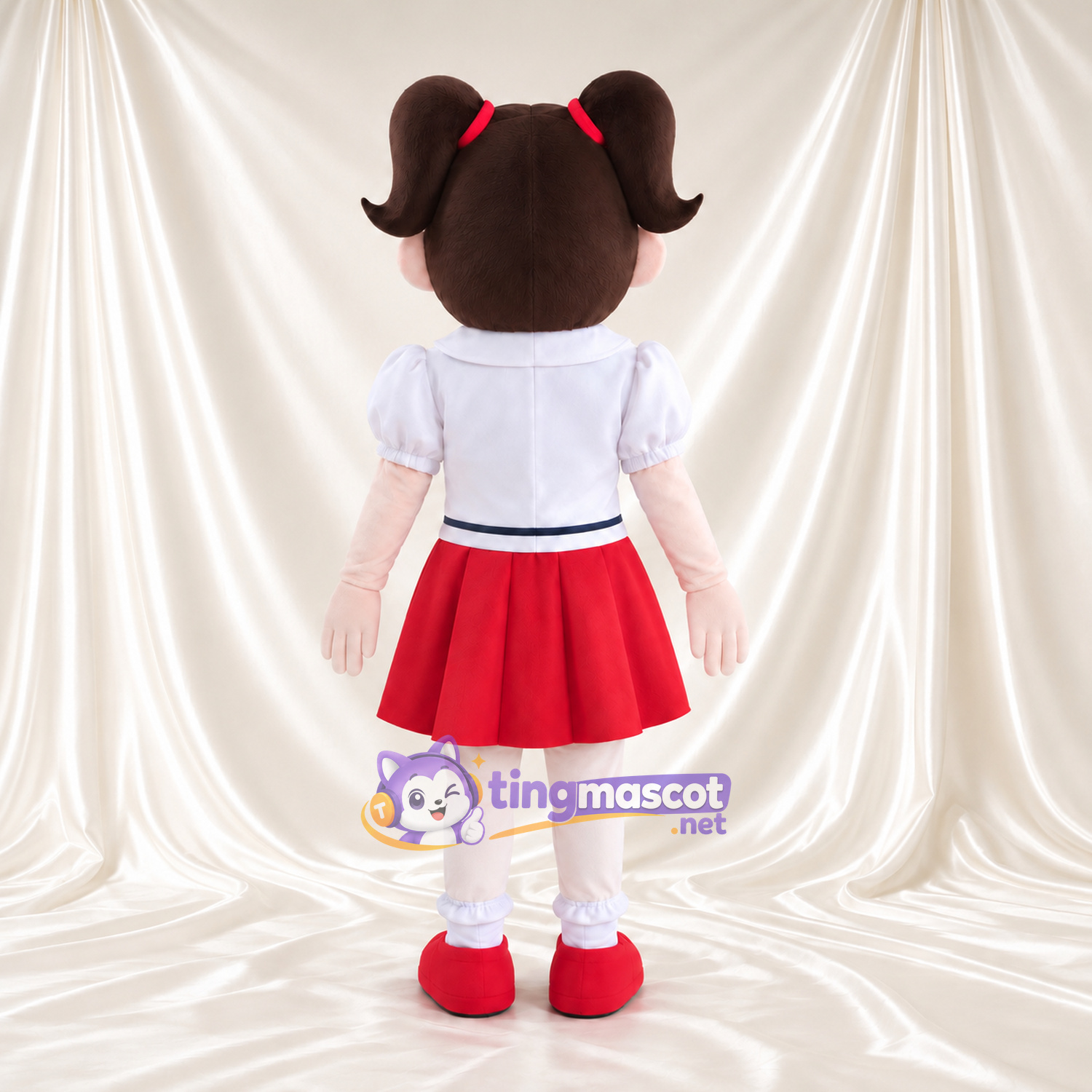 Anime Schoolgirl Mascot Costume - White Blouse and Red Skirt Anime Schoolgirl Mascot Costume - White Blouse and Red Skirt