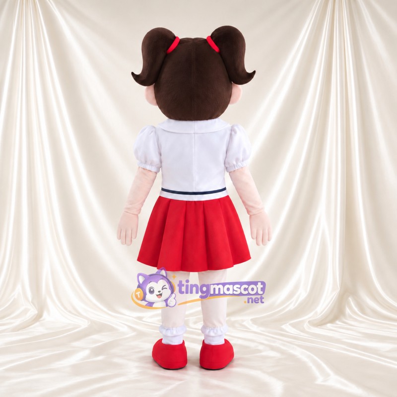 Anime Schoolgirl Mascot Costume - White Blouse and Red Skirt Anime Schoolgirl Mascot Costume - White Blouse and Red Skirt