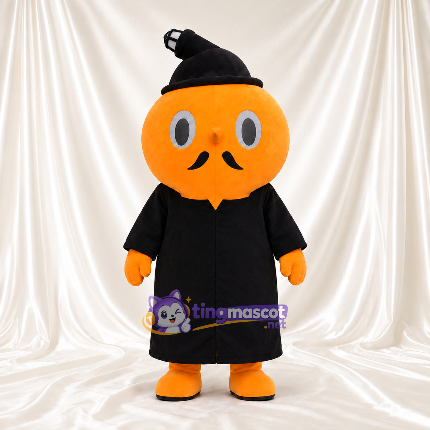 Costume de mascotte Citrouille – orange – Chapeau (noir); Tunique longue (long) Costume de mascotte Citrouille – orange – Chapeau (noir); Tunique longue (long)