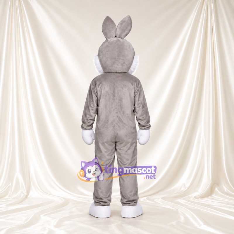 Costume de mascotte Lapin – gris – Joues (blanc); Oreille (rose); Nœud Costume de mascotte Lapin – gris – Joues (blanc); Oreille (rose); Nœud