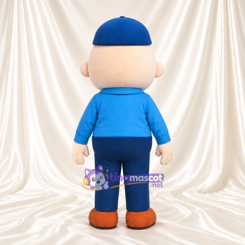 Maskottchenkostüm Mann mit Schnurrbart – wie abgebildet – Kappe (blau); Hemd (blau) Maskottchenkostüm Mann mit Schnurrbart – wie abgebildet – Kappe (blau); Hemd (blau)