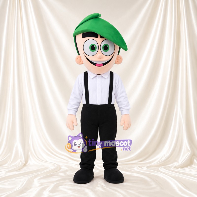 Boy Character Mascot Costume - Green Beret and Black Suspenders Boy Character Mascot Costume - Green Beret and Black Suspenders
