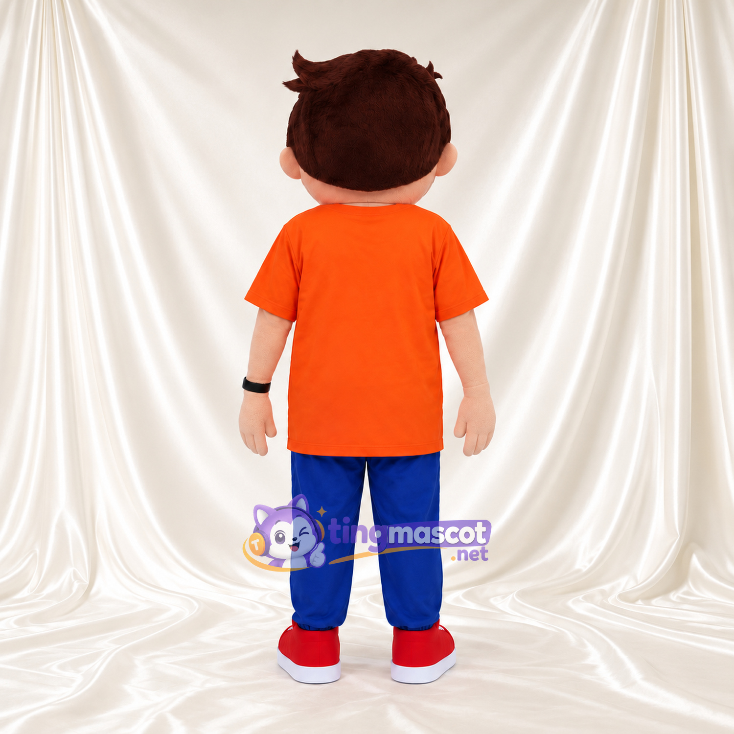 Maskottchenkostüm Jungenfigur – wie abgebildet – Hemd (orange); Hose (blau) Maskottchenkostüm Jungenfigur – wie abgebildet – Hemd (orange); Hose (blau)