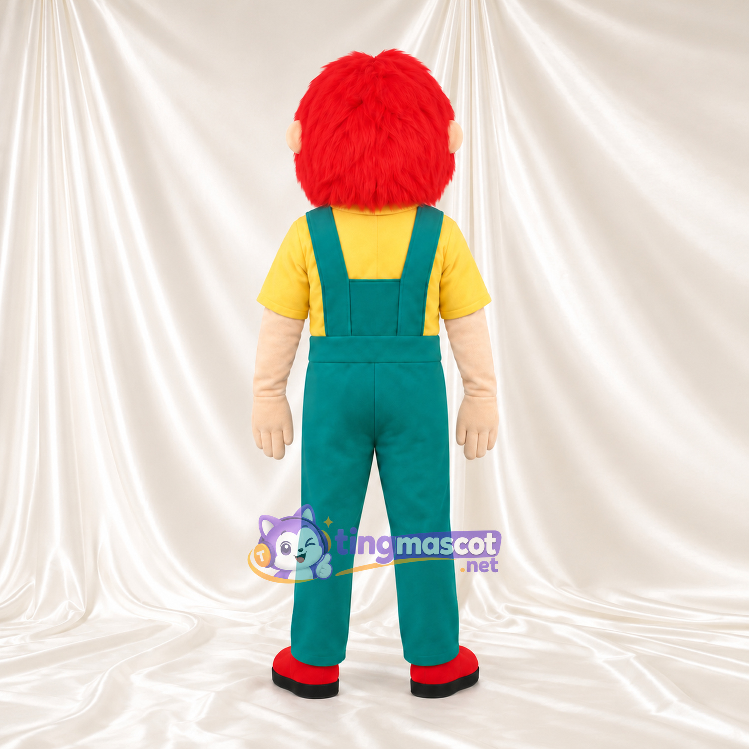 Costume de mascotte Garçon – rouge – Salopette (vert); Chemise (jaune) Costume de mascotte Garçon – rouge – Salopette (vert); Chemise (jaune)