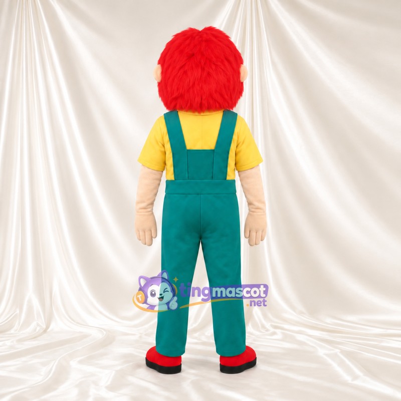 Costume de mascotte Garçon – rouge – Salopette (vert); Chemise (jaune) Costume de mascotte Garçon – rouge – Salopette (vert); Chemise (jaune)