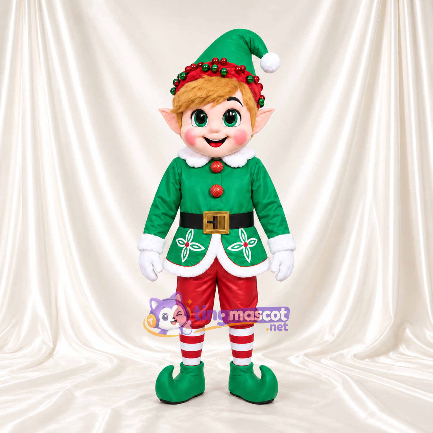 Christmas Elf Mascot Costume - Green Jacket and Red Pants Christmas Elf Mascot Costume - Green Jacket and Red Pants