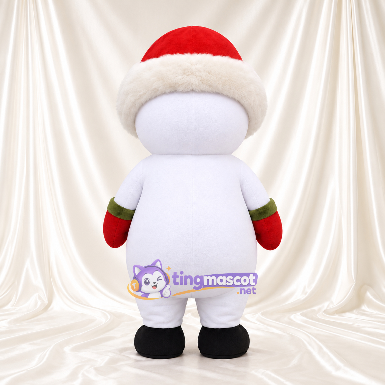 Maskottchenkostüm Schneemann – wie abgebildet – Fäustlinge (rot); Weihnachtsmütze Maskottchenkostüm Schneemann – wie abgebildet – Fäustlinge (rot); Weihnachtsmütze