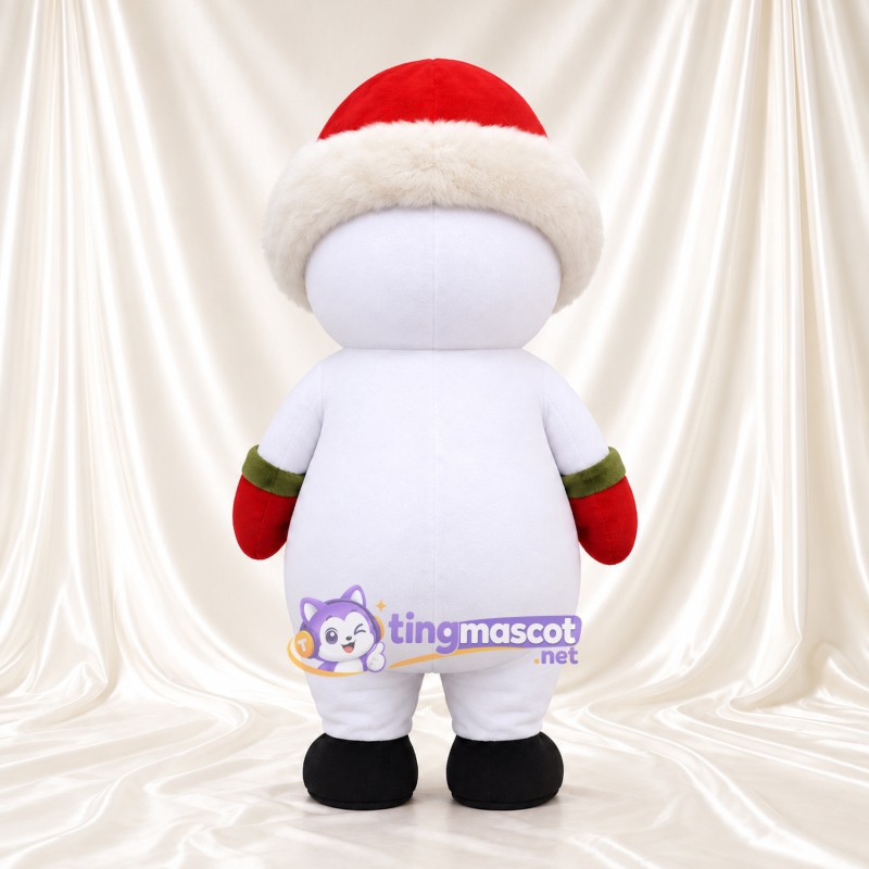 Maskottchenkostüm Schneemann – wie abgebildet – Fäustlinge (rot); Weihnachtsmütze Maskottchenkostüm Schneemann – wie abgebildet – Fäustlinge (rot); Weihnachtsmütze