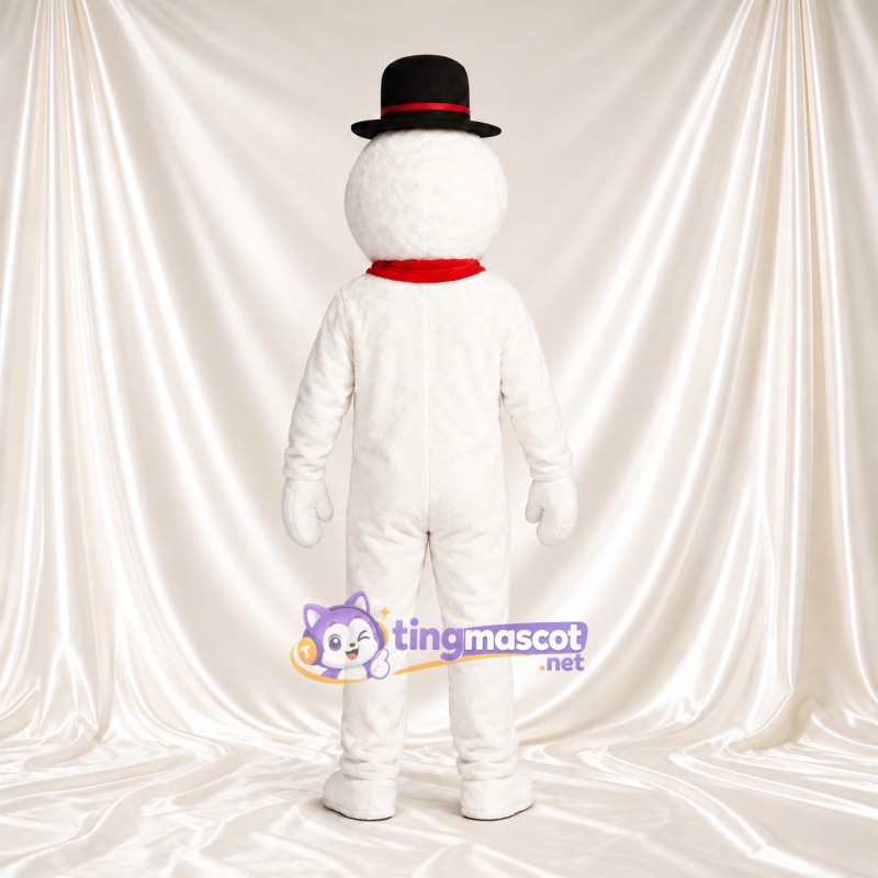 Snowman Mascot Costume - Black Hat and Short Red Scarf Snowman Mascot Costume - Black Hat and Short Red Scarf