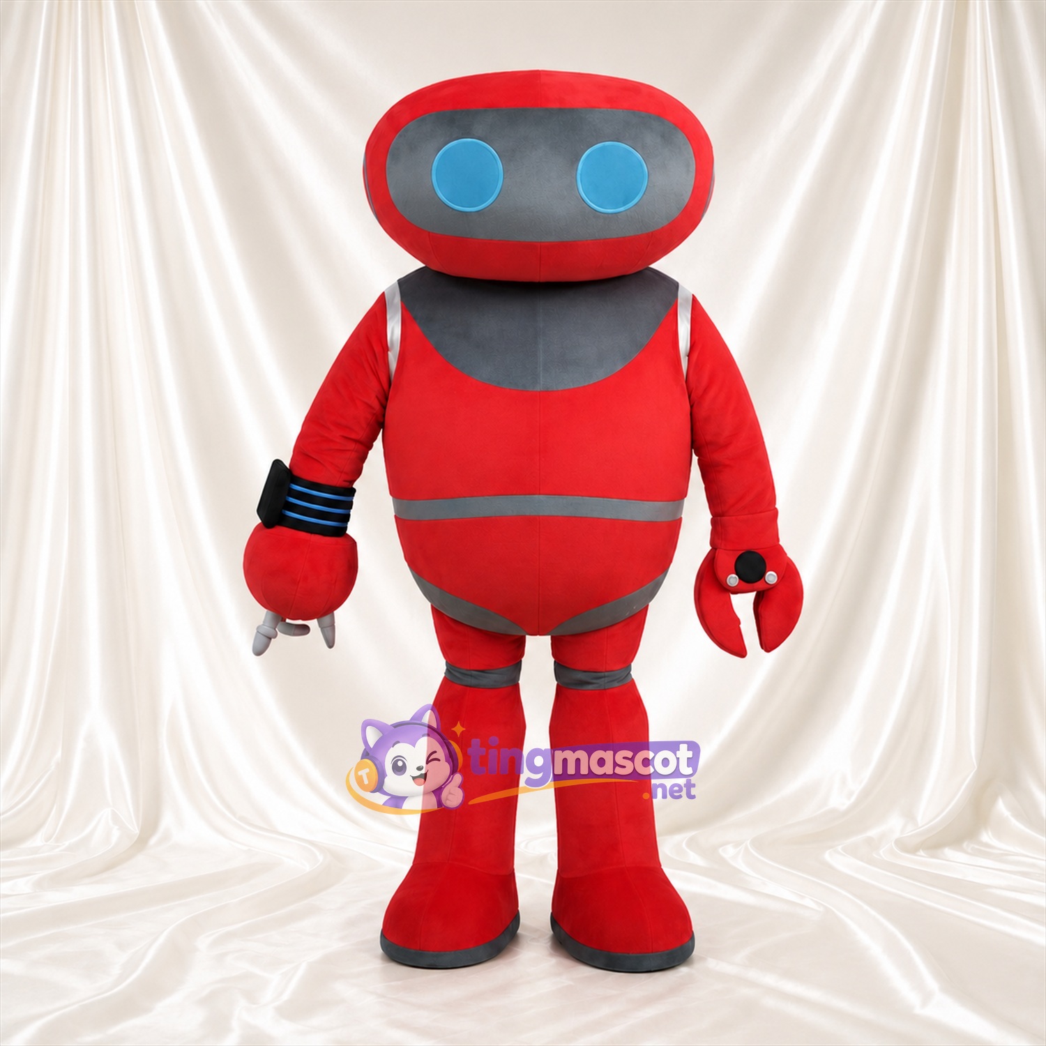 Costume de mascotte Robot – rouge – Yeux (bleu)