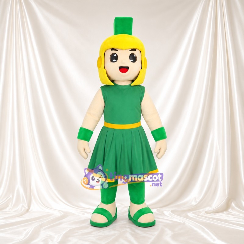 Costume de mascotte Guerrier – selon la photo – Robe (vert); Casque (jaune) Costume de mascotte Guerrier – selon la photo – Robe (vert); Casque (jaune)