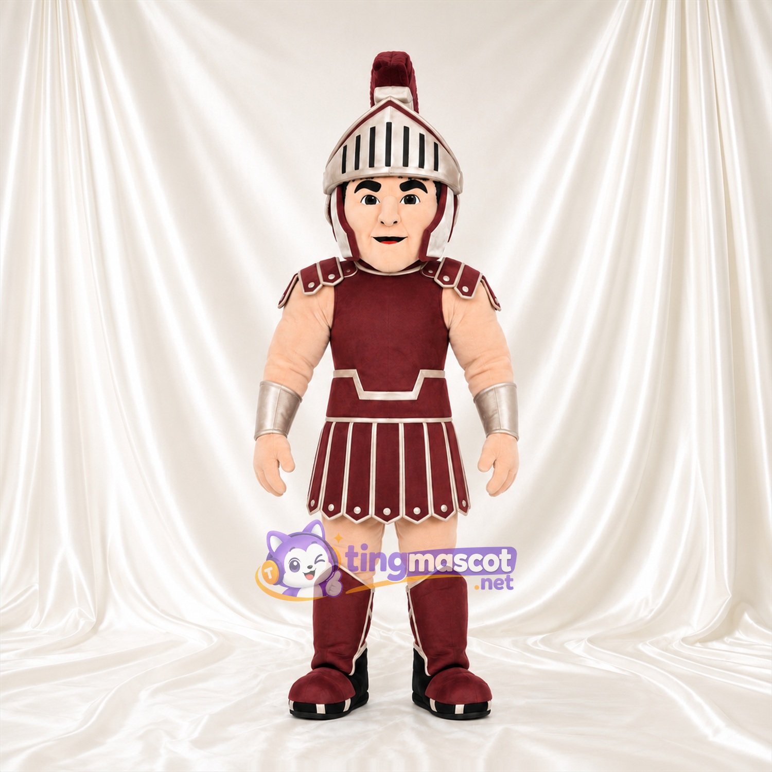Costume de mascotte Guerrier romain – selon la photo – Armure (bordeaux); Casque Costume de mascotte Guerrier romain – selon la photo – Armure (bordeaux); Casque