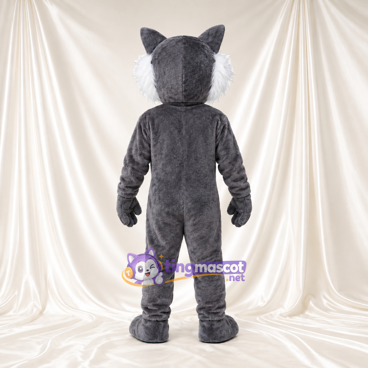 Costume de mascotte Chat sauvage – gris – Nez (rouge); Ventre (blanc) Costume de mascotte Chat sauvage – gris – Nez (rouge); Ventre (blanc)