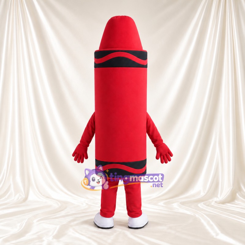 Costume de mascotte Crayon de cire – rouge – Visage souriant (noir) Costume de mascotte Crayon de cire – rouge – Visage souriant (noir)