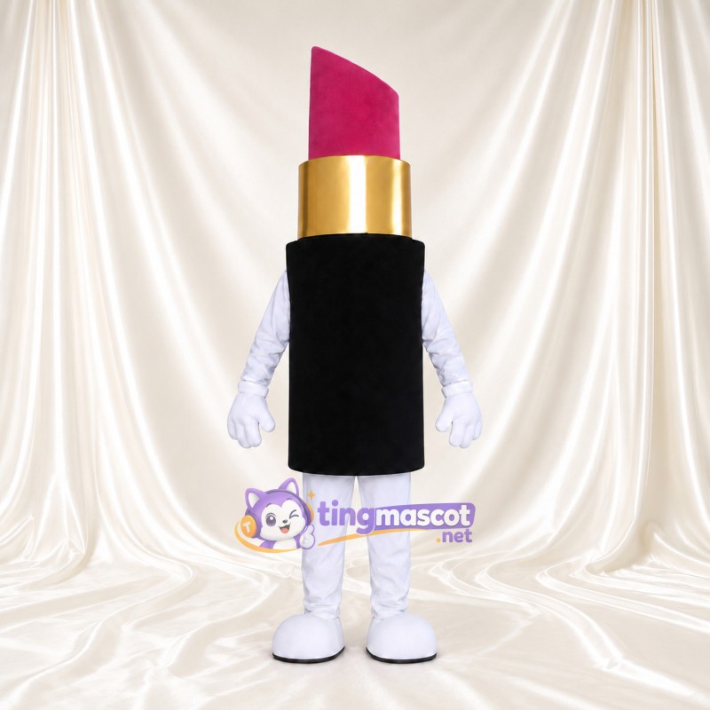 Pink Lipstick Mascot Costume - Black Tube and White Limbs Pink Lipstick Mascot Costume - Black Tube and White Limbs