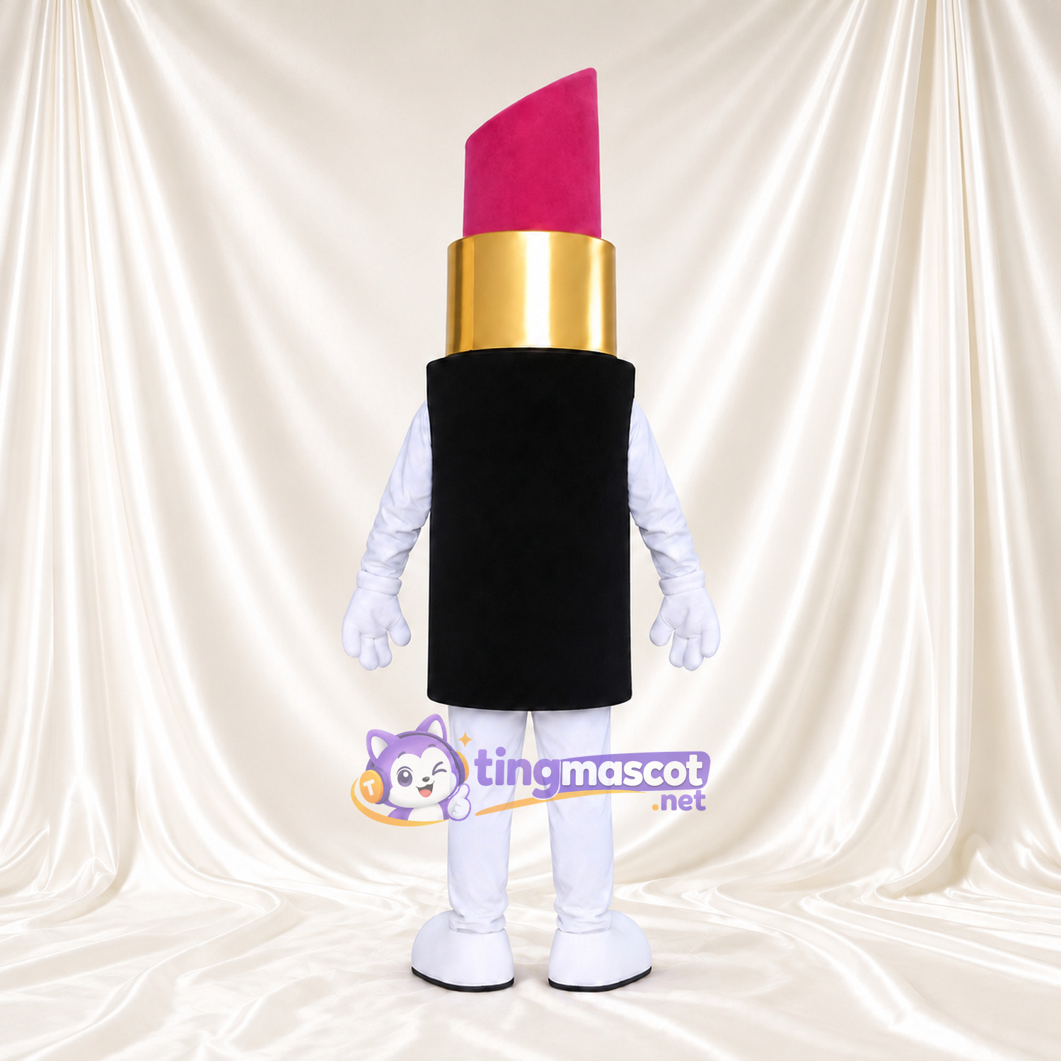 Pink Lipstick Mascot Costume - Black Tube and White Limbs Pink Lipstick Mascot Costume - Black Tube and White Limbs