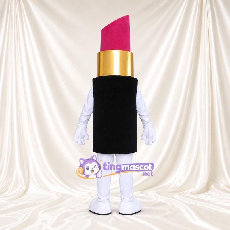 Pink Lipstick Mascot Costume - Black Tube and White Limbs Pink Lipstick Mascot Costume - Black Tube and White Limbs
